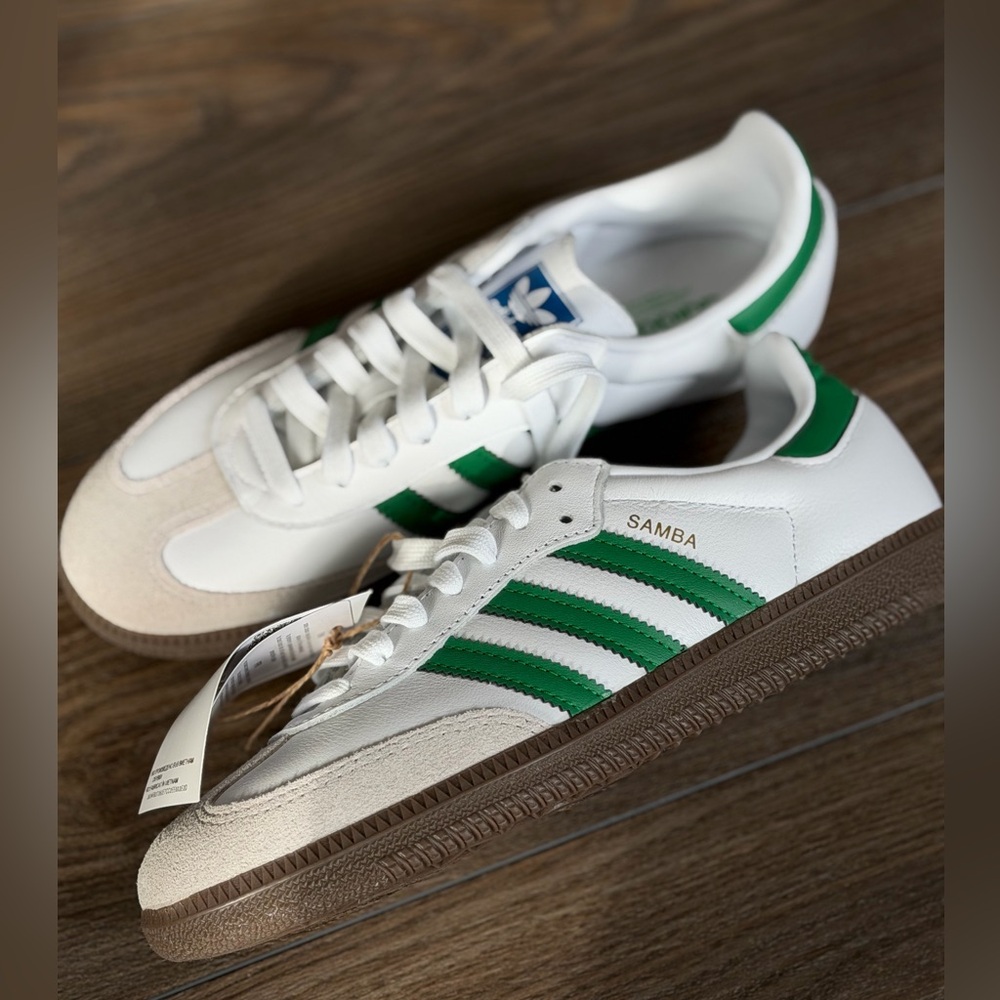 Adidas Samba White and Green Sneakers 7